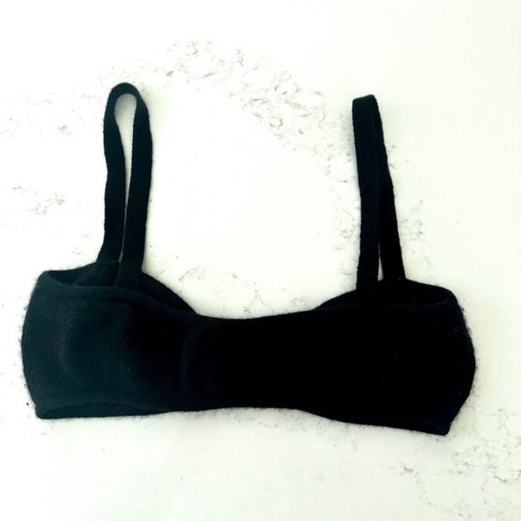 KHAITE Eda Cashmere Soft Bra in Black - Picture 3 of 4